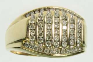 MENS 10K SOLID YELLOW GOLD DIAMOND CLUSTER BAND ESTATE RING J197279 