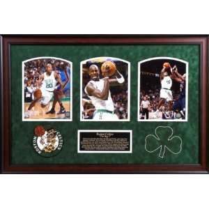  Celtics Framed Big Three Collage w/ Logos and Plate 
