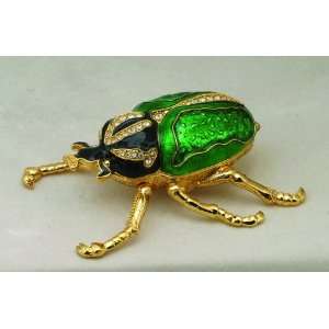  Green bug bejeweled jewelry box
