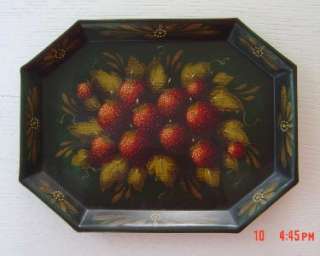 John Dunn Orig. Signed Tole Painted Tinware decorative TRAY  
