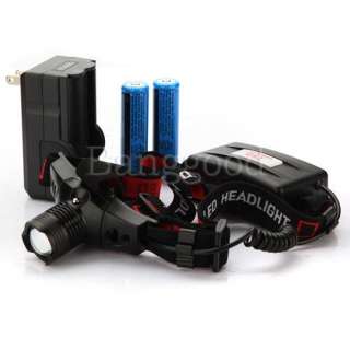   CREE Q5 LED Headlamp Torch Set 18650 Battery Charger Adapter  