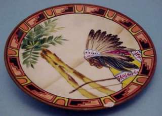 VTG NIPPON INDIAN WALL 8 INCH PLATE HANGING PLAQUE HAND PAINTED  