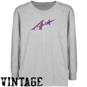 NCAA Evansville Purple Aces Youth Ash Distressed Logo Vintage T shirt 