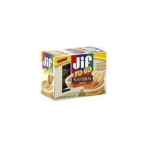 Jif to Go Natural Creamy Peanut Butter 8 Individual Cups (Pack of 6)