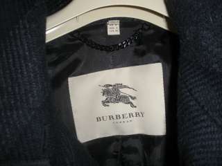 BURBERRY London Womens Wool Navy & Black Long Coat / Jacket size 2 
