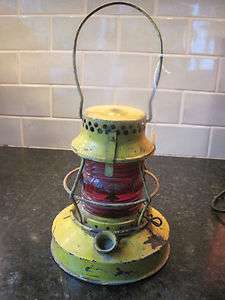   Vintage Antique Handlan St Louis Yellow Railroad Lantern Lamp  