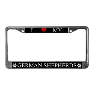 Black I Love My German Shepherd Metal License Plate Frame  