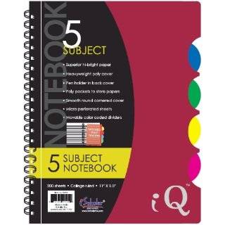   iQ 5 Subject Poly Cover Wirebound Notebook, College Ruled, 200