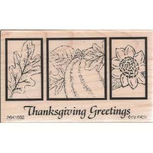 Thanksgiving Greetings Frames Wood Mounted Rubber Stamp (K1052)