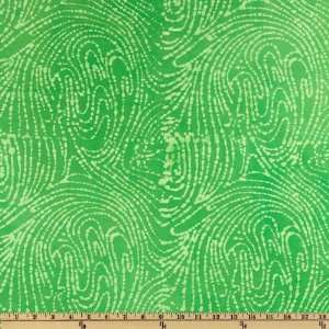  44 Wide Corfu Batik Swirl Apple Green Fabric By The Yard 