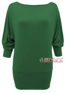 NEW LADIES BATWING LONG SLEEVE WOMENS T SHIRT LOOK DRESS TOP SIZE 8 10 
