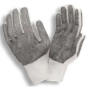 Medium Weight Poly/Cotton White PVC Dots 2 Side Knit Gloves(QTY/12 
