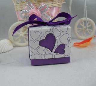   Wedding banquet Favour Party Boxes Dark Purple Ribbon Include  