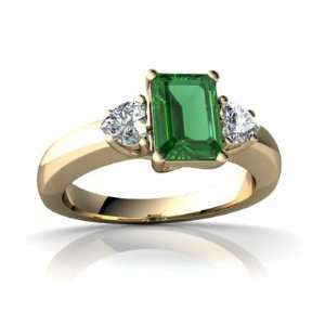    14K Yellow Gold Emerald cut Created Emerald Ring Size 4.5 Jewelry