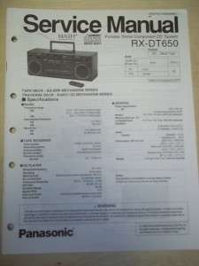 Panasonic Service Manual~RX DT650 Boombox Radio System  