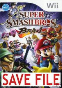 New Super Smash Brothers Brawl Wii GAME SAVE FILE on CD  