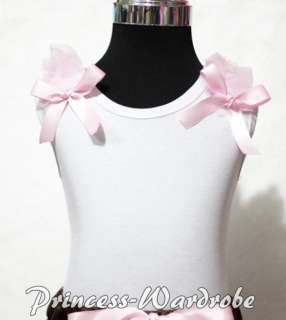 White Pettitop Tank Top with Pink Bows with Various Ruffles 4 