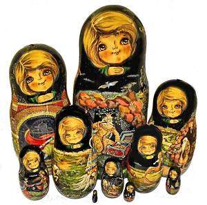 Fairy Tale on the Set of Ten Russian Nesting Dolls.  