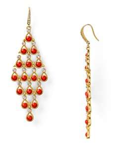 Carolee Lux Red Sea Long Diamond Shaped Chandelier Earring