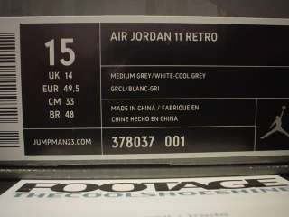 2010 Nike Air Jordan XI 11 Retro COOL GREY WHITE SILVER PATENT LEATHER 