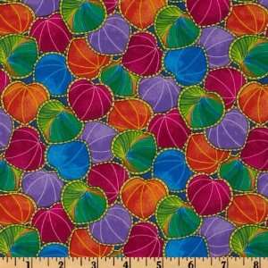 44 Wide Fabri  Quilt Calypso Palm Leaves Purple/Multi Fabric By The 