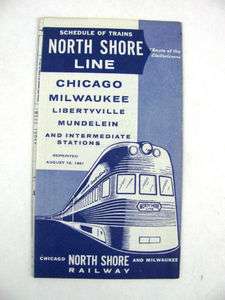 Chicago North Shore Railroad RR Public Timetable 1961  