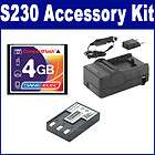 Canon Powershot S230 Camera Accessory Kit Memory Card, Charger 