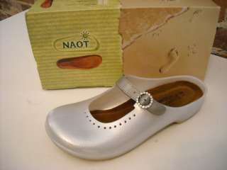 Cute Naot Mika SILVER Comfy Buckle Mule Clogs 38 7 NEW  