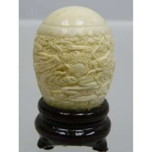  Dragon Design Hand Carved Bone Decorative Egg