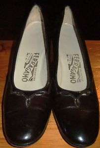 Vintage 60s Ferragamo Patent Leather Heels Pumps 9 AAA  