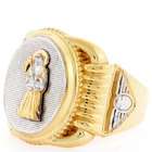   Liquidation 10k Two Tone Gold Religious Santa Muerte Oval Mens Ring