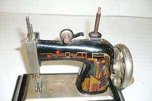 Vintage Casige 1470 Childs Sewing Machine Metal Hand Crank Deco 