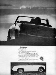 1968 Austin Healey Sprite Temptress Original Rare Ad  