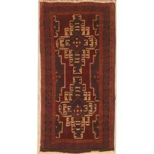 Caucasian Tribal Design Area Rug with Wool Pile    a 3x6 Small Rug 