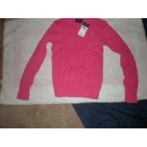  Dark Pink Ralph Lauren Cable Knit Sweater Girls Large (12 