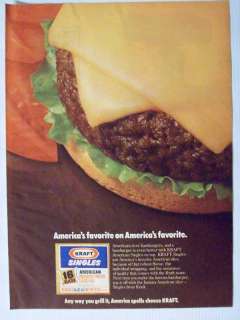   Singles American Cheese Burger Print Advertisement Page Nice  