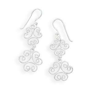  Double Wire Scroll Design French Wire Earrings Jewelry