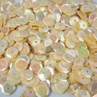 Sequins Loose Pink AB beige tan Round Cup 8mm 300 pieces  