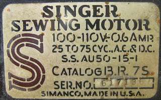 ANTIQUE 1940S SIMANCO SINGER SEWING MACHINE & CABINET  