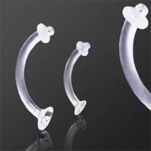 Clear Bio Flex Curved Piercing Retainer with O Ring   16g (1.2mm), 3/8 