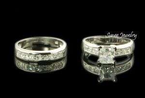 25ct Princess Cut Engagement Wedding Ring Set, size 3  
