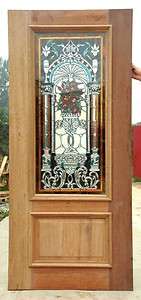 BEAUTIFUL HAND MADE STAINED GLASS MAHOGANY DOOR HL2147  