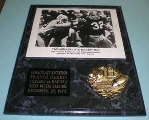 STEELERS FRANCO HARRIS IMMACULATE RECEPTION PLAQUE  