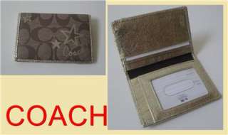 COACH HERITAGE STAR KHAKI/GOLD CARD CASE/ID/WALLET NWT GIFT 