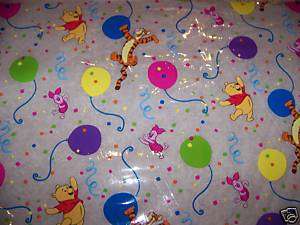 Birthday Winnie the Pooh Clear Vinyl Tablecloth Fabric  
