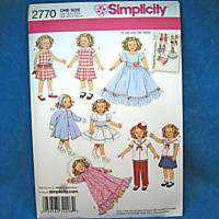 Simplicity 2770 19 Shirley Temple Doll Clothes Pattern  