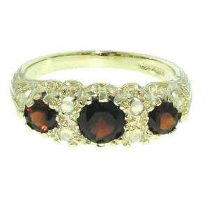 Luxury Solid Yellow Gold Garnet & Opal Victorian Style Eternity Ring 