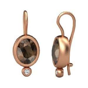  Amphora Earrings, Oval Smoky Quartz 14K Rose Gold Earrings 