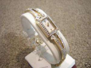 Elgin Womens Austrian Crystal Accented Gold Tone Watch  