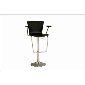  Alphonsus with Arm Leather Adjustable Barstool in Black 